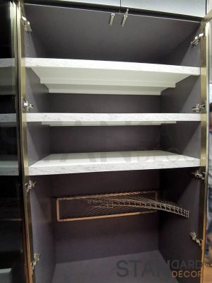 ชุดตู้เสื้อผ้าหน้าบานกระจกเฟรมอลูมิเนียมสุดพรีเมี่ยมมิกซ์กับหน้าบาน​Glossy​ สีเทา​